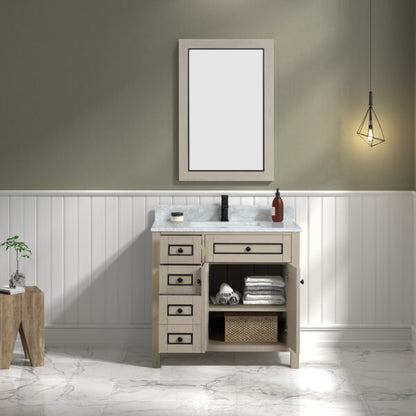 Legion Furniture 36" Light Oak Finish Sink Vanity Cabinet with Carrara White Top - WV2236-O