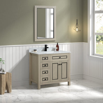 Legion Furniture 36" Light Oak Finish Sink Vanity Cabinet with Carrara White Top - WV2236-O