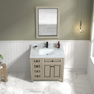 Legion Furniture 36" Light Oak Finish Sink Vanity Cabinet with Carrara White Top - WV2236-O