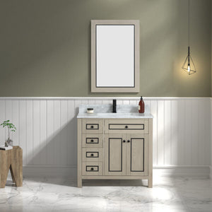 Legion Furniture 36" Light Oak Finish Sink Vanity Cabinet with Carrara White Top - WV2236-O