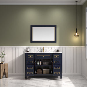 Legion Furniture 48" Blue Finish Sink Vanity Cabinet with Carrara White Top - WV2248-B