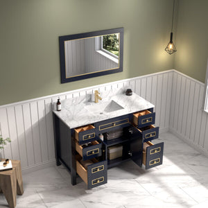 Legion Furniture 48" Blue Finish Sink Vanity Cabinet with Carrara White Top - WV2248-B