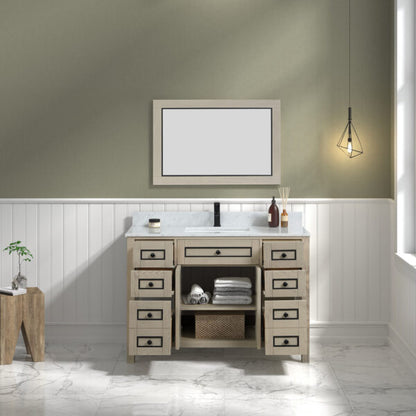 Legion Furniture 48" Light Oak Finish Sink Vanity Cabinet with Carrara White Top - WV2248-O