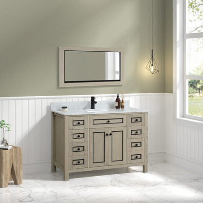 Legion Furniture 48" Light Oak Finish Sink Vanity Cabinet with Carrara White Top - WV2248-O