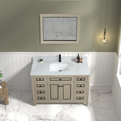 Legion Furniture 48" Light Oak Finish Sink Vanity Cabinet with Carrara White Top - WV2248-O