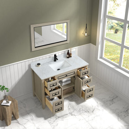 Legion Furniture 48" Light Oak Finish Sink Vanity Cabinet with Carrara White Top - WV2248-O