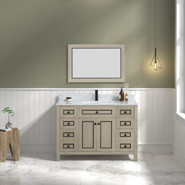 Legion Furniture 48" Light Oak Finish Sink Vanity Cabinet with Carrara White Top - WV2248-O