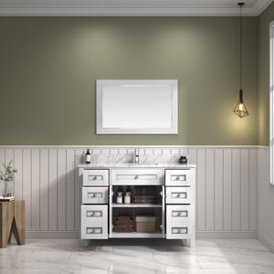 Legion Furniture 48" White Finish Sink Vanity Cabinet with Carrara White Top - WV2248-W
