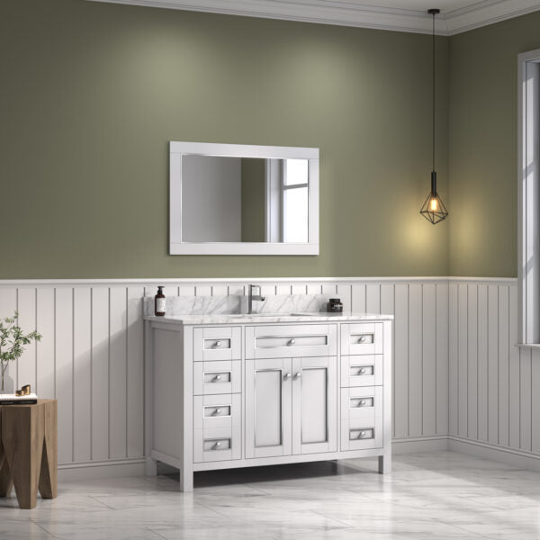 Legion Furniture 48" White Finish Sink Vanity Cabinet with Carrara White Top - WV2248-W