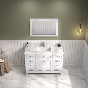 Legion Furniture 48" White Finish Sink Vanity Cabinet with Carrara White Top - WV2248-W