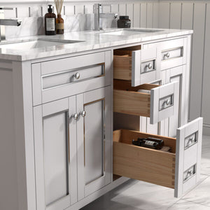 Legion Furniture 60" White Finish Sink Vanity Cabinet with Carrara White Top - WV2260-W