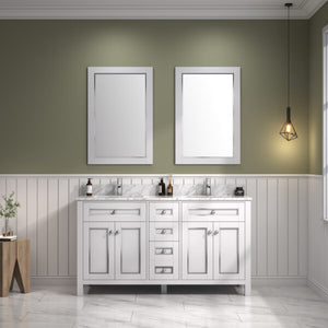 Legion Furniture 60" White Finish Sink Vanity Cabinet with Carrara White Top - WV2260-W