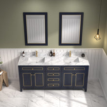 Load image into Gallery viewer, Legion Furniture 72&quot; Blue Finish Sink Vanity Cabinet with Carrara White Top - WV2272-B