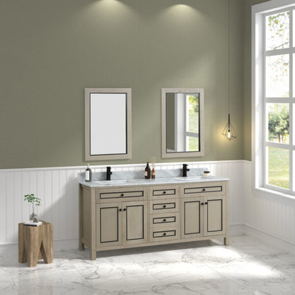 Legion Furniture 72" Light Oak Finish Sink Vanity Cabinet with Carrara White Top - WV2272-O