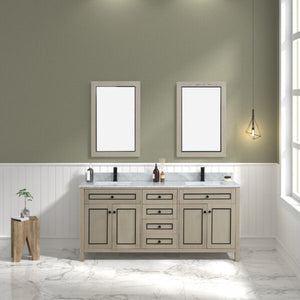 Legion Furniture 72" Light Oak Finish Sink Vanity Cabinet with Carrara White Top - WV2272-O