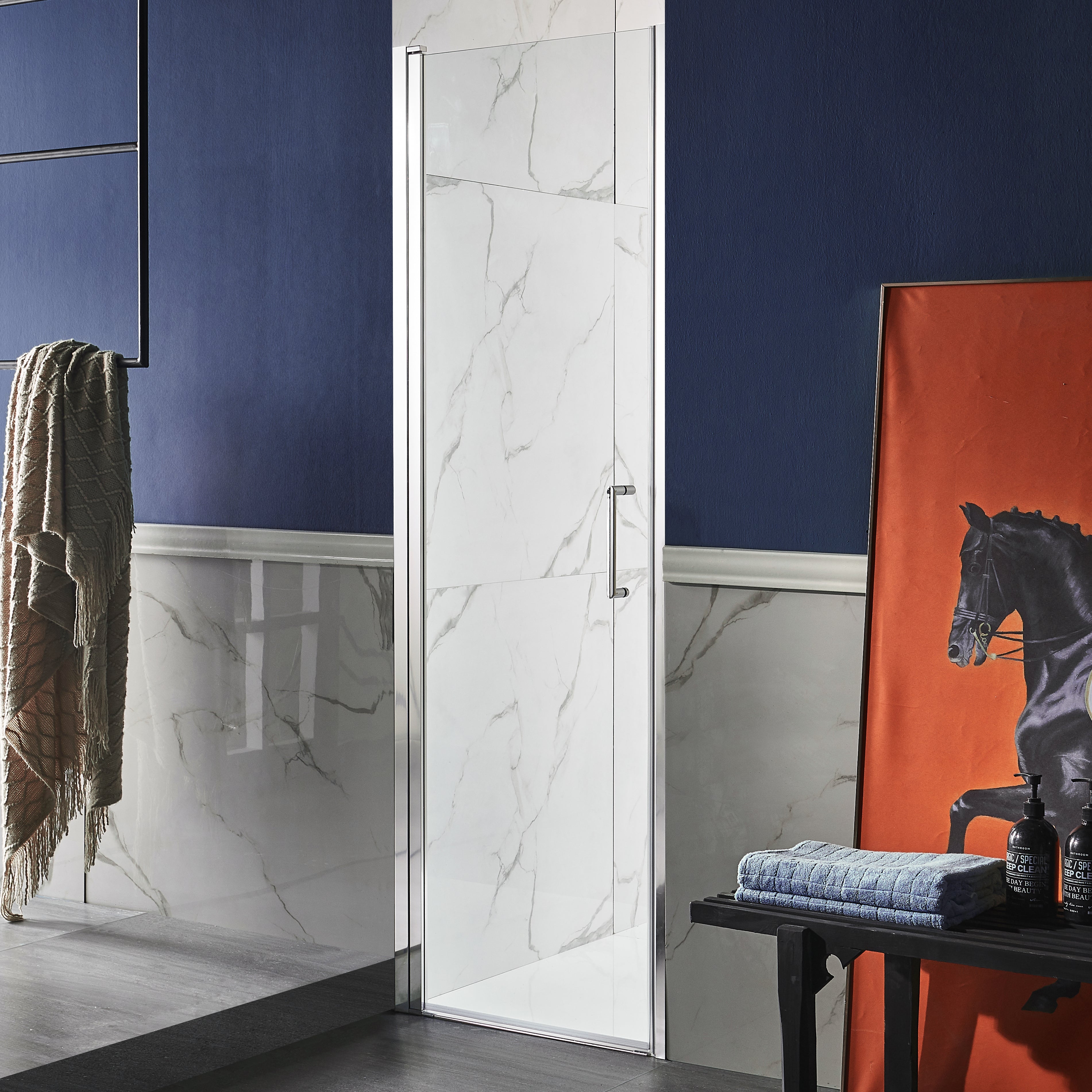 Lancer 29 in. x 72 in. Semi-Frameless Shower Door with TSUNAMI GUARD