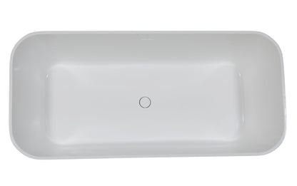 ALFI brand AB9952BM 67" Black & White Matte Rectangular Solid Surface Resin Soaking Bathtub