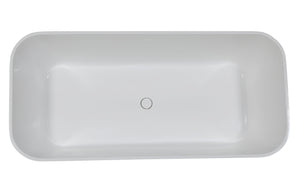 ALFI brand AB9952BM 67" Black & White Matte Rectangular Solid Surface Resin Soaking Bathtub