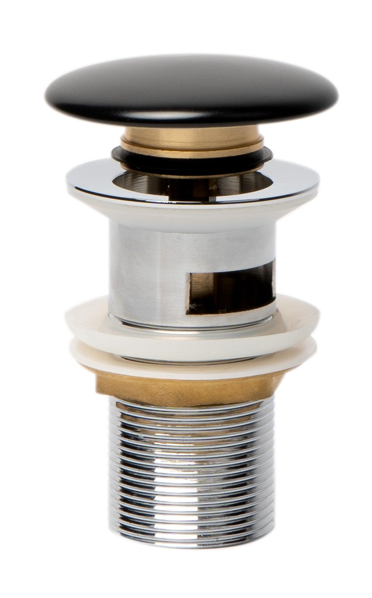 ALFI brand AB8056-BM Black Matte Ceramic Mushroom Top Pop Up Drain for Sinks with Overflow