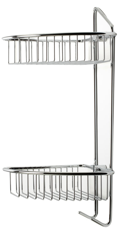 ALFI brand AB9532 Polished Chrome Corner Mounted Double Basket Shower Shelf Bathroom Accessory