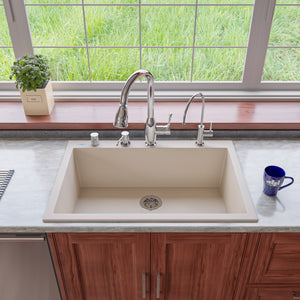 ALFI brand AB3322DI-B Biscuit 33" Single Bowl Drop In Granite Composite Kitchen Sink