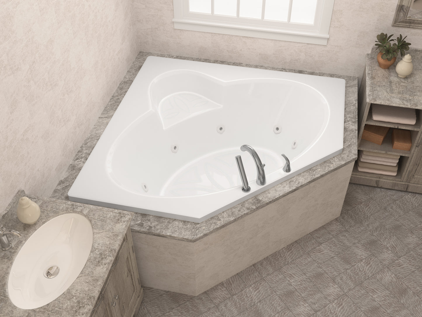 Atlantis Whirlpools Sublime 60 x 60 Corner Whirlpool Jetted Bathtub