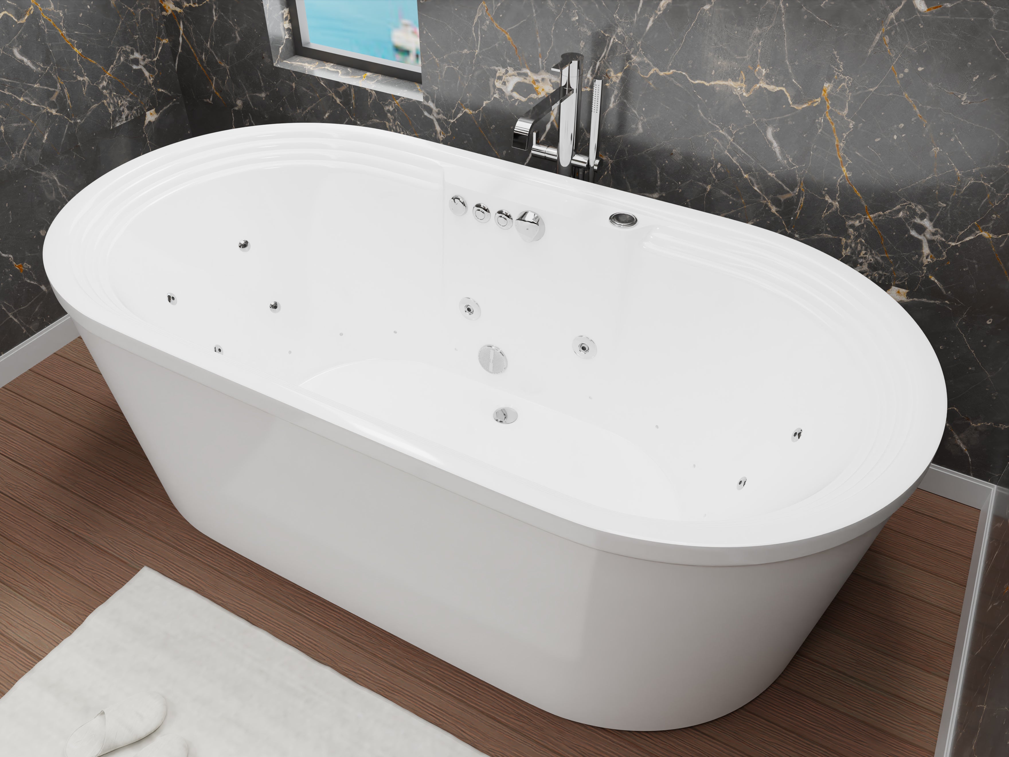 Sofi 5.6 ft. Center Drain Whirlpool and Air Bath Tub in White