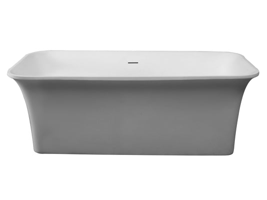 ALFI brand AB9942 67" White Rectangular Solid Surface Smooth Resin Soaking Bathtub