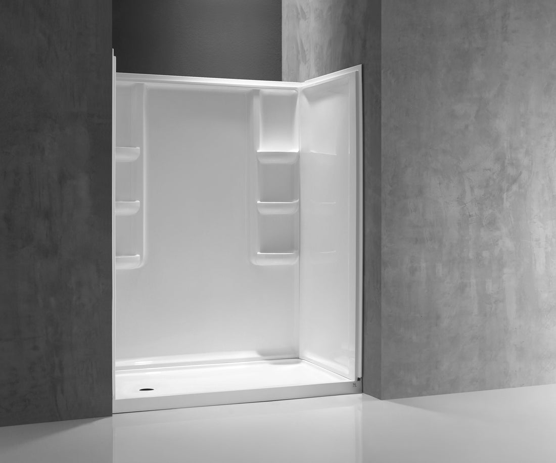 Lex-Class 60 in. x 36 in. x 74 in. 3-piece DIY Friendly Alcove Shower Surround in White