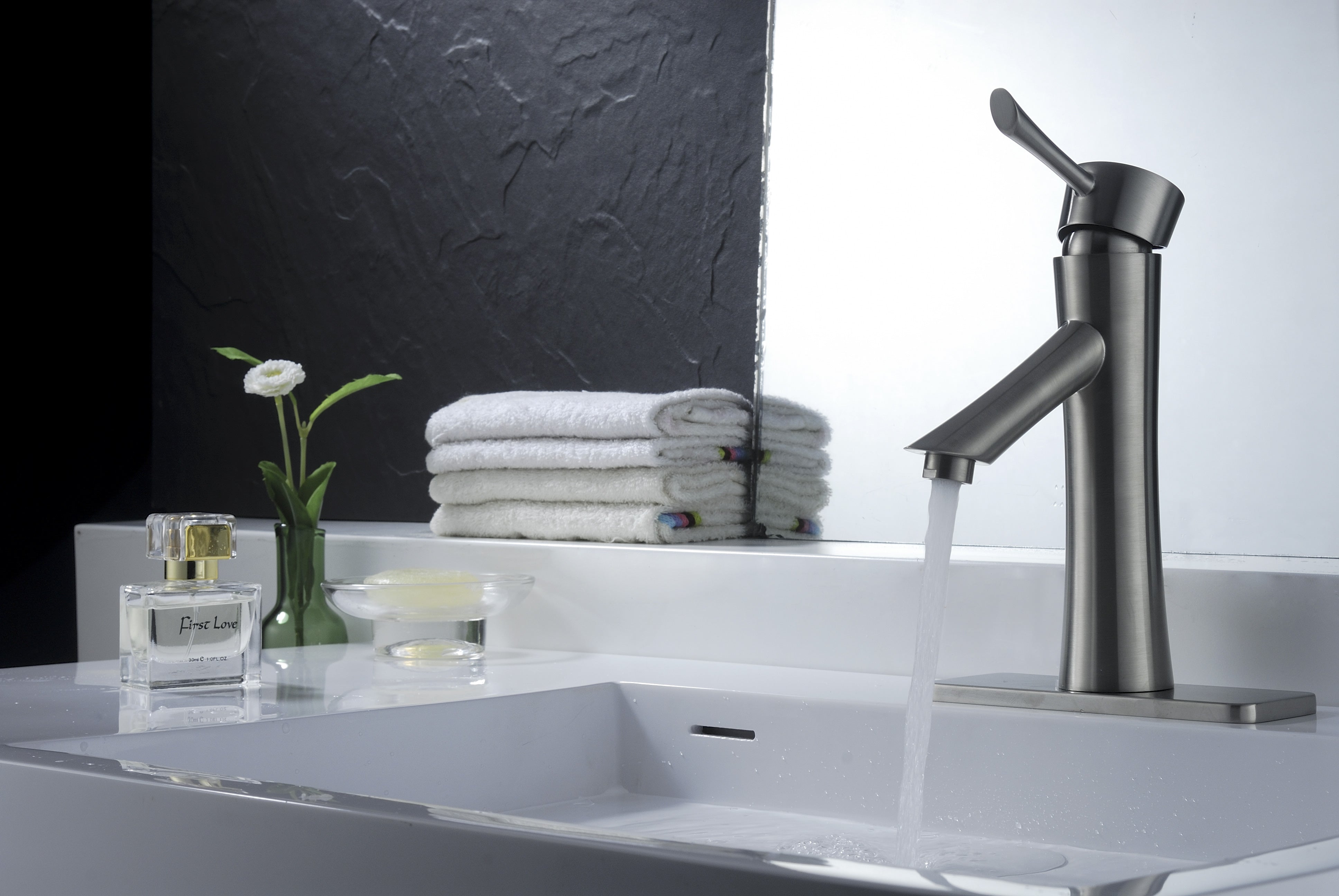 Saga Series Single Hole Single-Handle Low-Arc Bathroom Faucet in Brushed Nickel