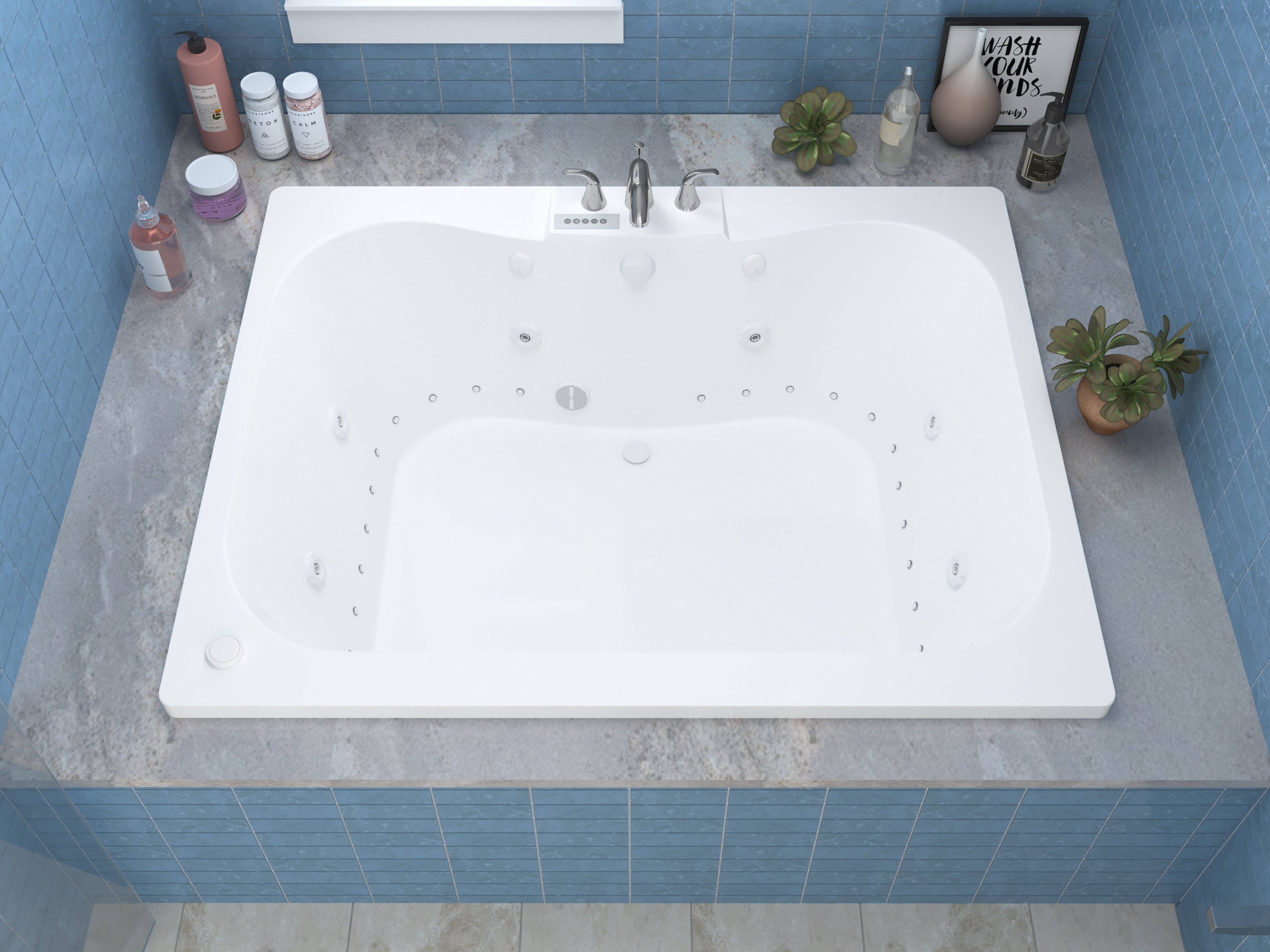 Atlantis Whirlpools Neptune Deluxe Series 40.625 x 58.5in. Air and Whirlpool Jetted Bathtub in White