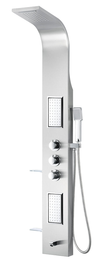 Mesmer 58 in. Full Body Shower Panel with Heavy Rain Shower and Spray Wand in Brushed Steel