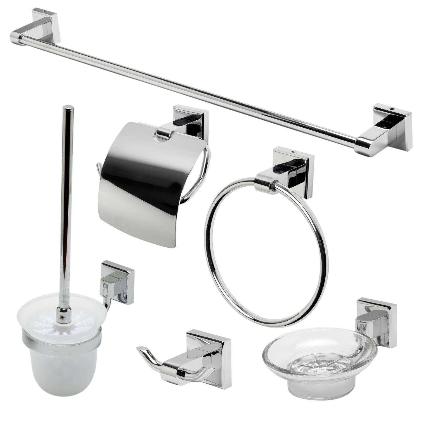 ALFI brand AB9509-PC Polished Chrome 6 Piece Matching Bathroom Accessory Set