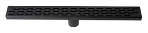 ALFI brand ABLD24C-BM 24" Black Matte Stainless Steel Linear Shower Drain with Groove Holes
