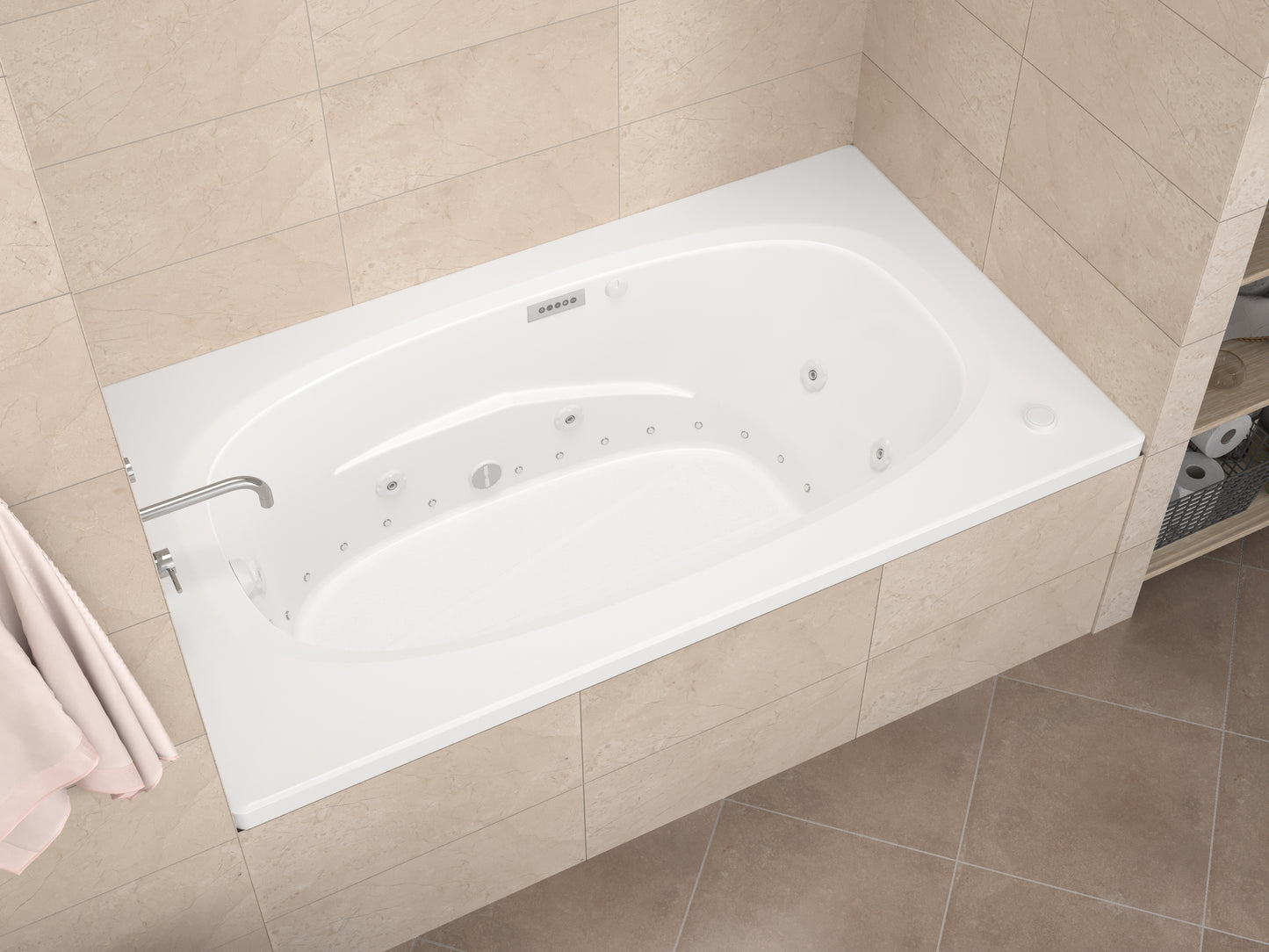 Atlantis Whirlpools Polaris Deluxe Series 35.75 x 65.675in. Air and Whirlpool Jetted Bathtub in White