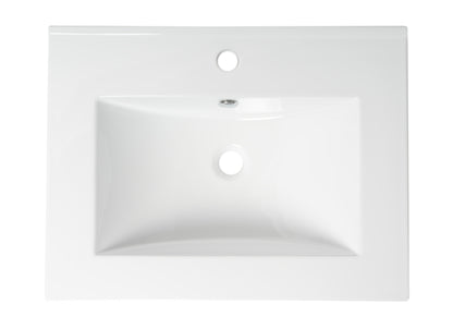 ALFI brand ABC803 White 25" Rectangular Drop In Ceramic Sink with Faucet Hole