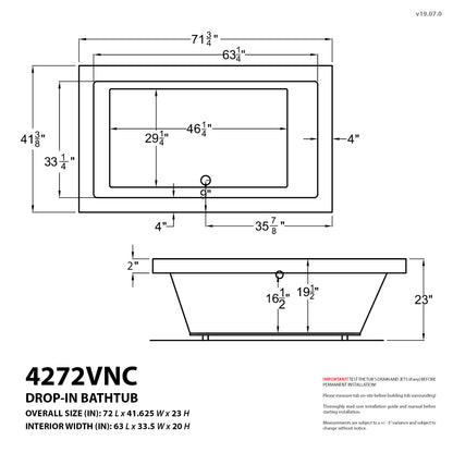 Atlantis Whirlpools Venetian 42 x 72 Rectangular Air Jetted Bathtub