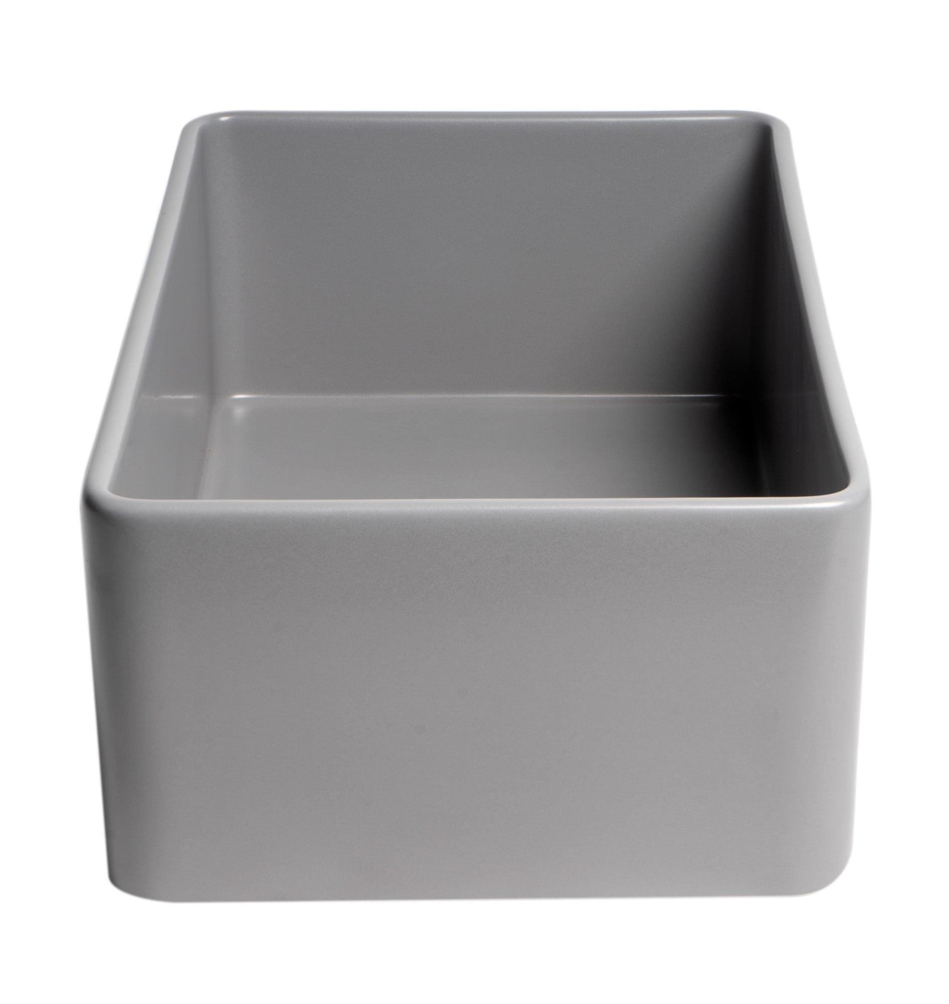 ALFI brand ABF3018-GM Gray Matte Smooth Apron 30" x 18" Single Bowl Fireclay Farm Sink