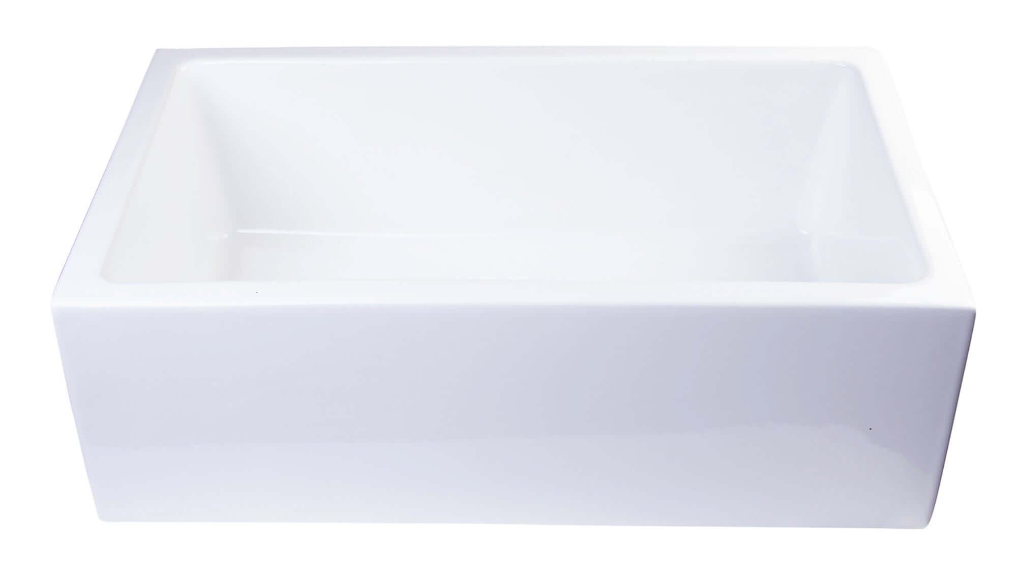 ALFI brand AB3018SB-W  30" White Smooth Apron Solid Thick Wall Fireclay Single Bowl Farm Sink