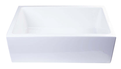 ALFI brand AB3018SB-W  30" White Smooth Apron Solid Thick Wall Fireclay Single Bowl Farm Sink