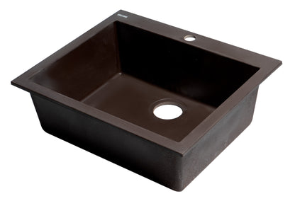 ALFI brand AB2420DI-C Chocolate 24" Drop-In Single Bowl Granite Composite Kitchen Sink