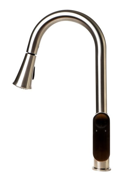 ALFI brand ABKF3480-BN Brushed Nickel Gooseneck Pull Down Kitchen Faucet