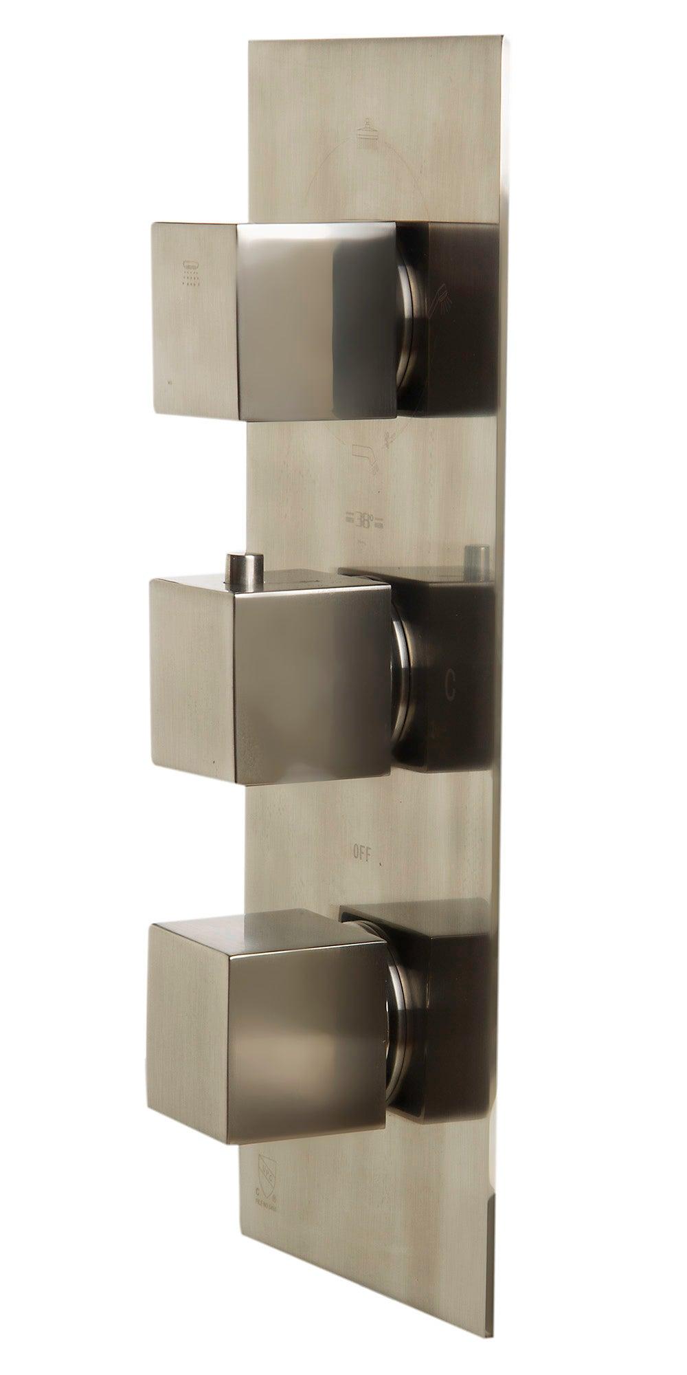 ALFI brand AB2901-BN Brushed Nickel Concealed 4-Way Thermostatic Valve Shower Mixer /w Square Knobs