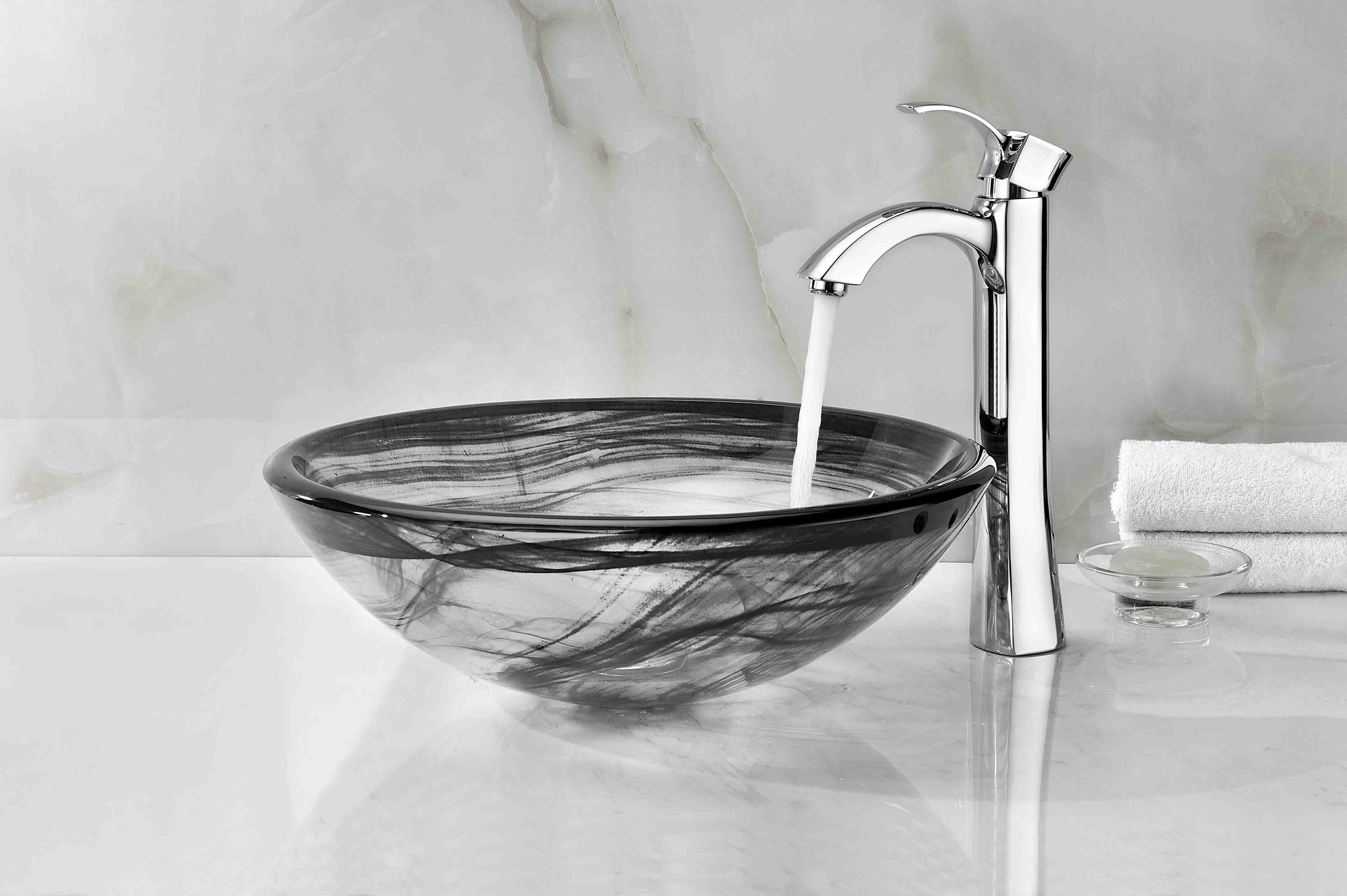 Mezzo Series Vessel Sink with Pop-Up Drain in Slumber Wisp