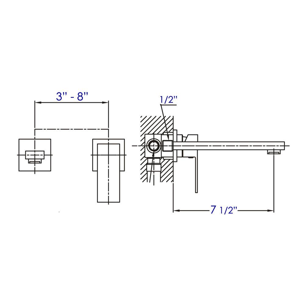 ALFI brand AB1468-BM Black Matte Single Lever Wallmount Bathroom Faucet