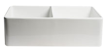 Load image into Gallery viewer, ALFI brand ABF3318D-W White Smooth Apron 33&quot; x 18&quot; Double Bowl Fireclay Farm Sink