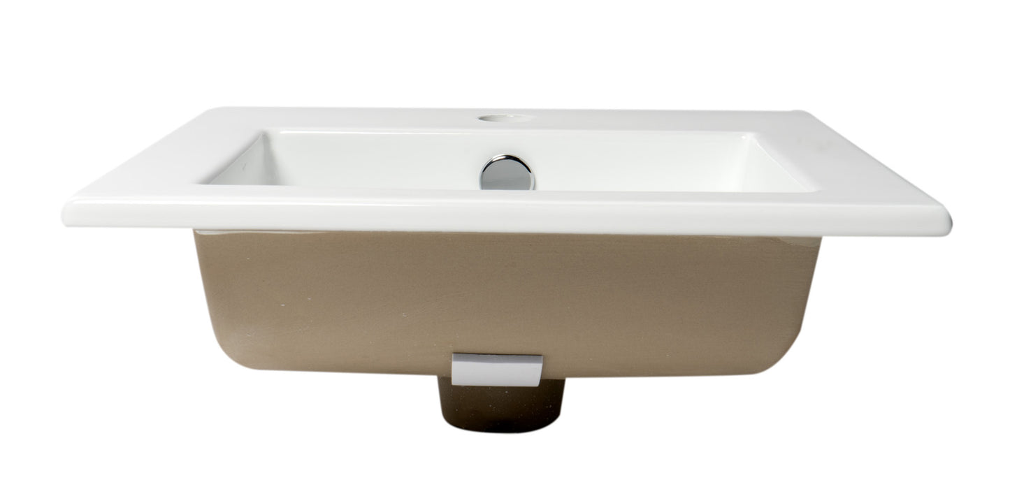 ALFI brand ABC801 White 17" Square Drop In Ceramic Sink with Faucet Hole