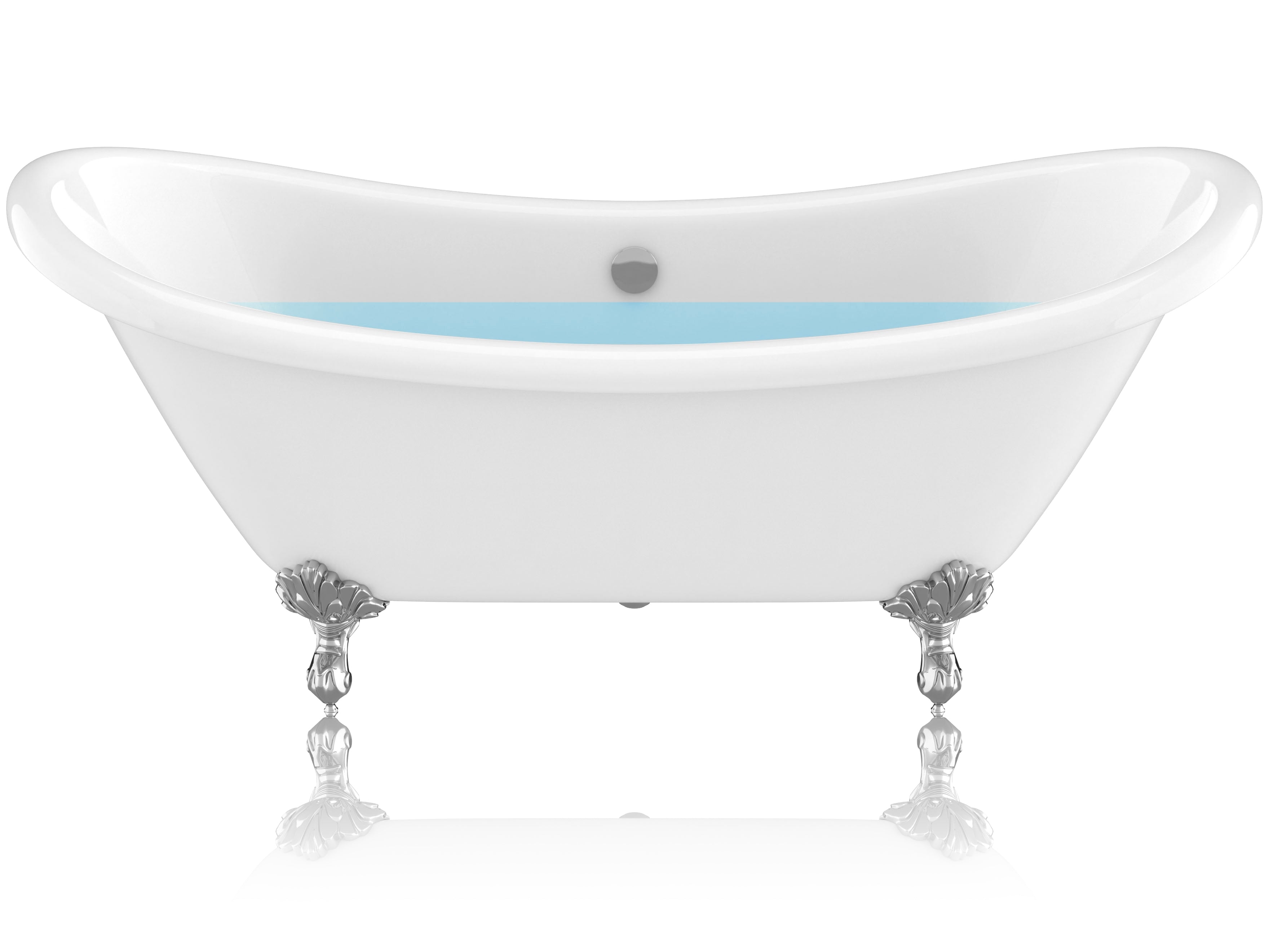 69.29” Belissima Double Slipper Acrylic Claw Foot Tub in White