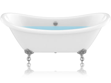 69.29” Belissima Double Slipper Acrylic Claw Foot Tub in White