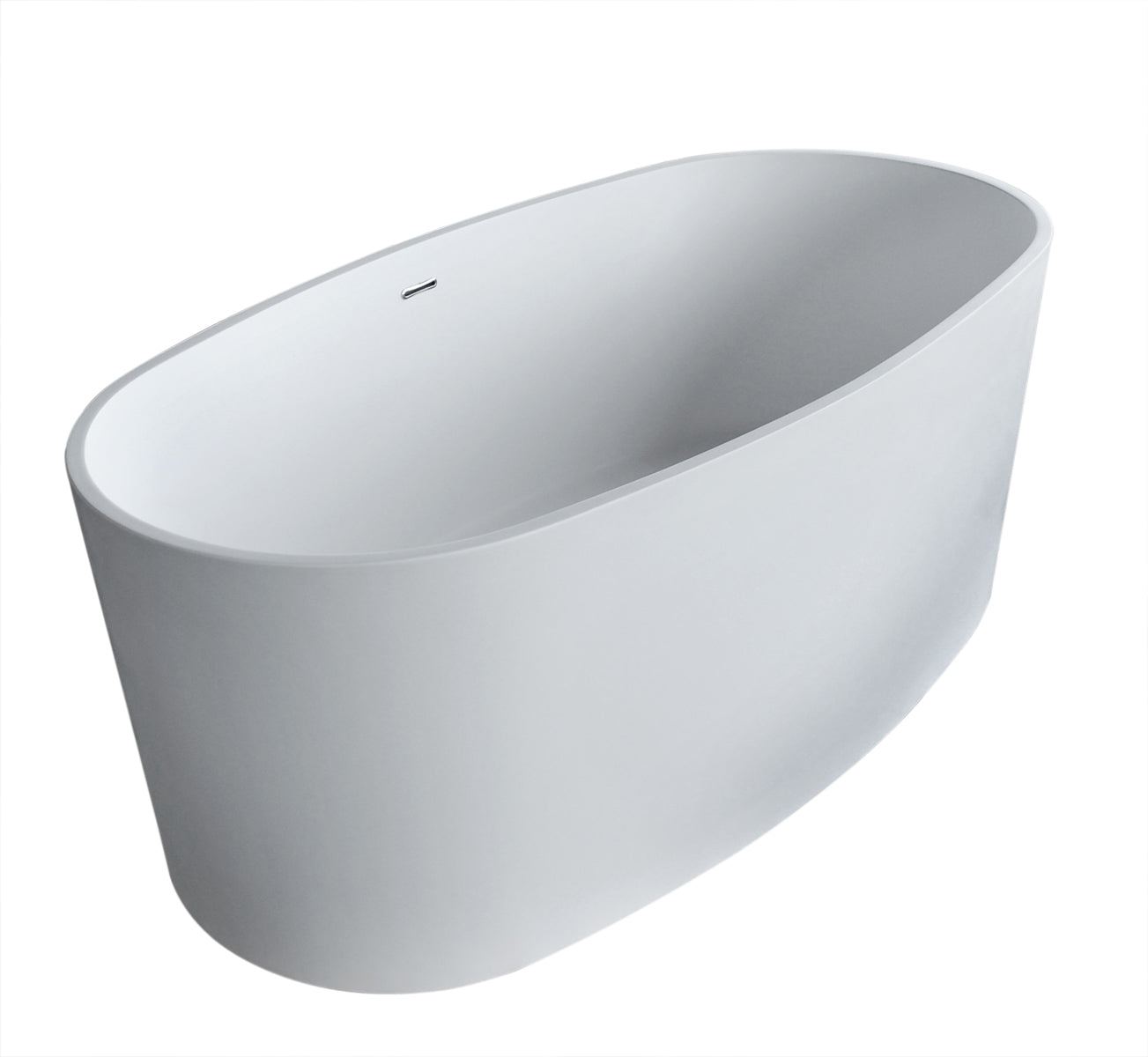 Roccia 5.1 ft. Solid Surface Center Drain Freestanding Bathtub in Matte White
